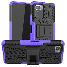 Custodia Silicone e Plastica Opaca Cover con Supporto JX1 per Xiaomi Redmi Note 10 Pro 5G Viola