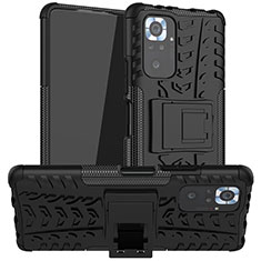 Custodia Silicone e Plastica Opaca Cover con Supporto JX1 per Xiaomi Redmi Note 10 Pro Max Nero