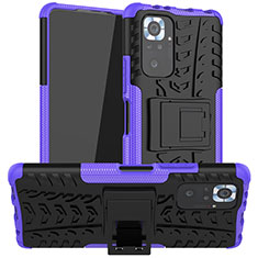 Custodia Silicone e Plastica Opaca Cover con Supporto JX1 per Xiaomi Redmi Note 10 Pro Max Viola