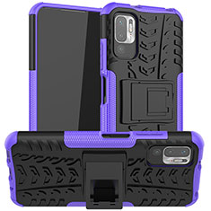 Custodia Silicone e Plastica Opaca Cover con Supporto JX1 per Xiaomi Redmi Note 10T 5G Viola