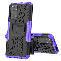 Custodia Silicone e Plastica Opaca Cover con Supporto JX1 per Xiaomi Redmi Note 11 4G (2022) Viola