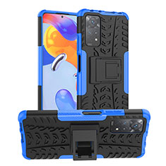 Custodia Silicone e Plastica Opaca Cover con Supporto JX1 per Xiaomi Redmi Note 11 Pro 4G Blu