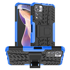 Custodia Silicone e Plastica Opaca Cover con Supporto JX1 per Xiaomi Redmi Note 11 Pro+ Plus 5G Blu