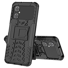 Custodia Silicone e Plastica Opaca Cover con Supporto JX1 per Xiaomi Redmi Note 11R 5G Nero