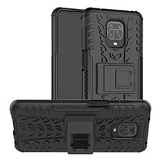 Custodia Silicone e Plastica Opaca Cover con Supporto JX1 per Xiaomi Redmi Note 9S Nero