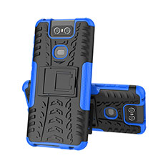 Custodia Silicone e Plastica Opaca Cover con Supporto JX2 per Asus Zenfone 6 ZS630KL Blu