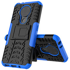 Custodia Silicone e Plastica Opaca Cover con Supporto JX2 per Nokia 5.4 Blu