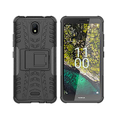 Custodia Silicone e Plastica Opaca Cover con Supporto JX2 per Nokia C100 Nero