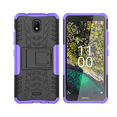 Custodia Silicone e Plastica Opaca Cover con Supporto JX2 per Nokia C100 Viola