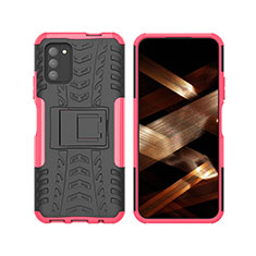 Custodia Silicone e Plastica Opaca Cover con Supporto JX2 per Nokia G100 Rosa Caldo