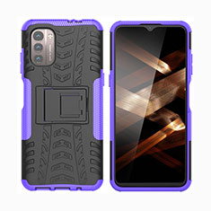 Custodia Silicone e Plastica Opaca Cover con Supporto JX2 per Nokia G21 Viola