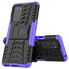 Custodia Silicone e Plastica Opaca Cover con Supporto JX2 per OnePlus 9 Pro 5G Viola