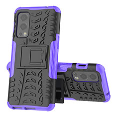 Custodia Silicone e Plastica Opaca Cover con Supporto JX2 per OnePlus Nord 2 5G Viola