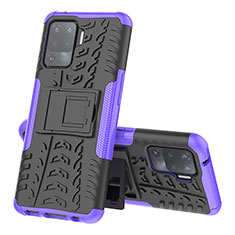 Custodia Silicone e Plastica Opaca Cover con Supporto JX2 per Oppo Reno5 Lite Viola