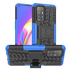 Custodia Silicone e Plastica Opaca Cover con Supporto JX2 per Oppo Reno5 Z 5G Blu