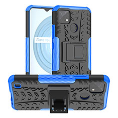 Custodia Silicone e Plastica Opaca Cover con Supporto JX2 per Realme C21Y Blu