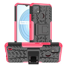 Custodia Silicone e Plastica Opaca Cover con Supporto JX2 per Realme C25Y India Rosa Caldo