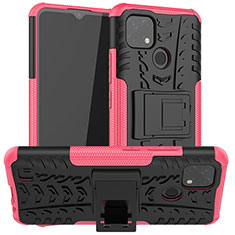 Custodia Silicone e Plastica Opaca Cover con Supporto JX2 per Realme Narzo 50i Rosa Caldo