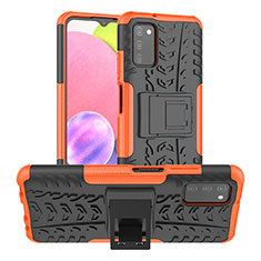 Custodia Silicone e Plastica Opaca Cover con Supporto JX2 per Samsung Galaxy A02s Arancione