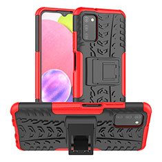 Custodia Silicone e Plastica Opaca Cover con Supporto JX2 per Samsung Galaxy A02s Rosso