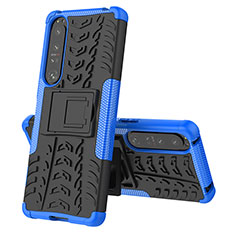 Custodia Silicone e Plastica Opaca Cover con Supporto JX2 per Sony Xperia 1 IV SO-51C Blu