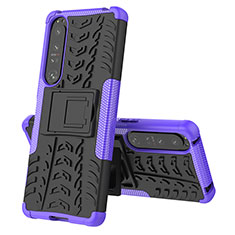 Custodia Silicone e Plastica Opaca Cover con Supporto JX2 per Sony Xperia 1 IV Viola