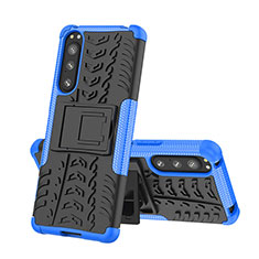 Custodia Silicone e Plastica Opaca Cover con Supporto JX2 per Sony Xperia 5 IV Blu