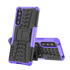 Custodia Silicone e Plastica Opaca Cover con Supporto JX2 per Sony Xperia 5 IV Viola