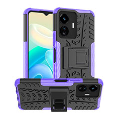 Custodia Silicone e Plastica Opaca Cover con Supporto JX2 per Vivo iQOO Z6 Lite 5G Viola