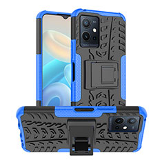 Custodia Silicone e Plastica Opaca Cover con Supporto JX2 per Vivo Y55s 5G Blu