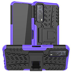 Custodia Silicone e Plastica Opaca Cover con Supporto JX2 per Vivo Y75s 5G Viola