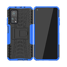 Custodia Silicone e Plastica Opaca Cover con Supporto JX2 per Xiaomi Mi 10T 5G Blu