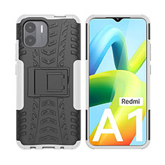 Custodia Silicone e Plastica Opaca Cover con Supporto JX2 per Xiaomi Poco C50 Argento