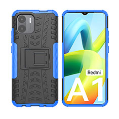 Custodia Silicone e Plastica Opaca Cover con Supporto JX2 per Xiaomi Poco C51 Blu