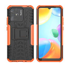 Custodia Silicone e Plastica Opaca Cover con Supporto JX2 per Xiaomi Redmi 10 Power Arancione