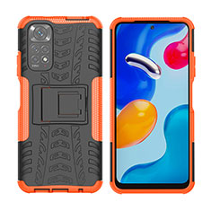 Custodia Silicone e Plastica Opaca Cover con Supporto JX2 per Xiaomi Redmi Note 11S 4G Arancione