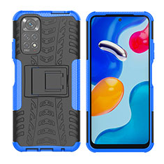 Custodia Silicone e Plastica Opaca Cover con Supporto JX2 per Xiaomi Redmi Note 11S 4G Blu