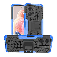 Custodia Silicone e Plastica Opaca Cover con Supporto JX2 per Xiaomi Redmi Note 12 4G Blu