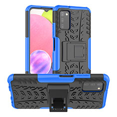 Custodia Silicone e Plastica Opaca Cover con Supporto JX3 per Samsung Galaxy A02s Blu