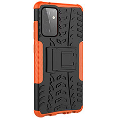 Custodia Silicone e Plastica Opaca Cover con Supporto JX3 per Samsung Galaxy A72 4G Arancione