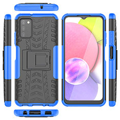 Custodia Silicone e Plastica Opaca Cover con Supporto JX5 per Samsung Galaxy A03s Blu