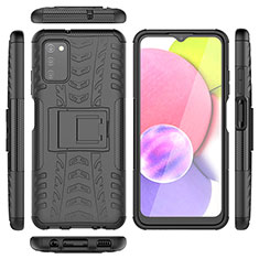 Custodia Silicone e Plastica Opaca Cover con Supporto JX5 per Samsung Galaxy A03s Nero