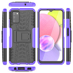 Custodia Silicone e Plastica Opaca Cover con Supporto JX5 per Samsung Galaxy A03s Viola