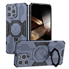 Custodia Silicone e Plastica Opaca Cover con Supporto K01C per Apple iPhone 14 Pro Blu