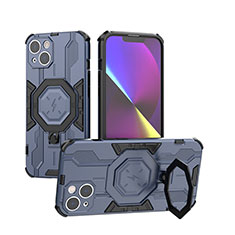 Custodia Silicone e Plastica Opaca Cover con Supporto K02C per Apple iPhone 14 Plus Blu