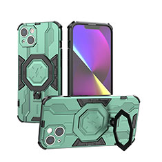 Custodia Silicone e Plastica Opaca Cover con Supporto K02C per Apple iPhone 14 Plus Verde