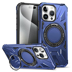 Custodia Silicone e Plastica Opaca Cover con Supporto K02C per Apple iPhone 16 Pro Max Blu