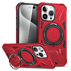 Custodia Silicone e Plastica Opaca Cover con Supporto K02C per Apple iPhone 16 Pro Max Rosso