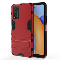 Custodia Silicone e Plastica Opaca Cover con Supporto KC1 per Huawei Honor 10X Lite Rosso