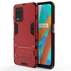 Custodia Silicone e Plastica Opaca Cover con Supporto KC1 per Realme 8s 5G Rosso